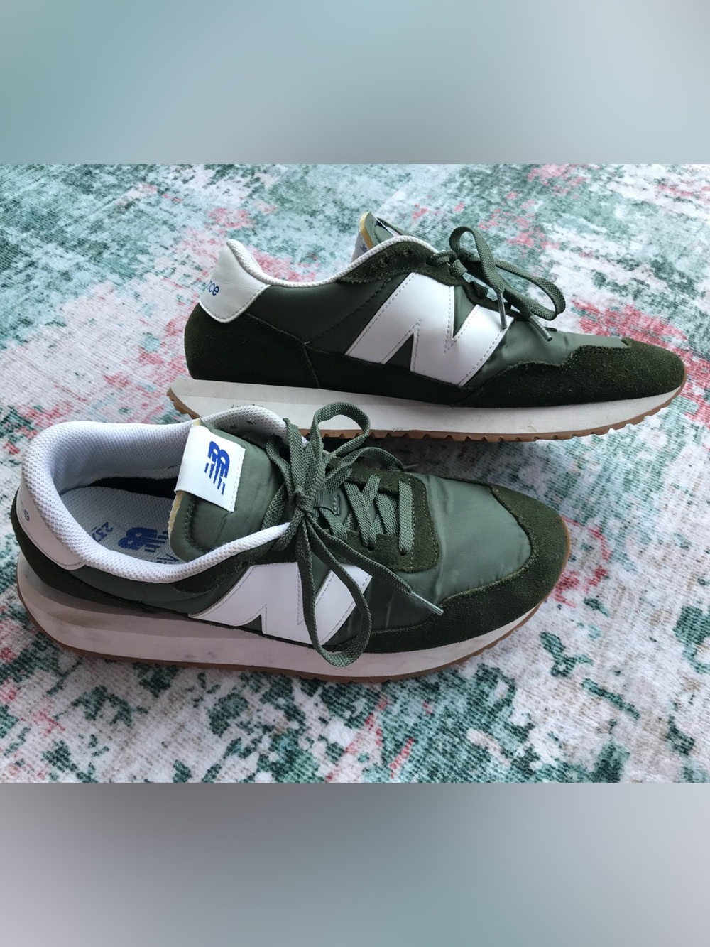 New Balance Men’s Olive Green & White Runner Sneakers